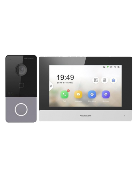 KIT videointerfon TCP/IP pentru 1 familie, monitor TFT LCD 7 inch - HIKVISION